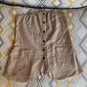 Tan sleeveless linen top